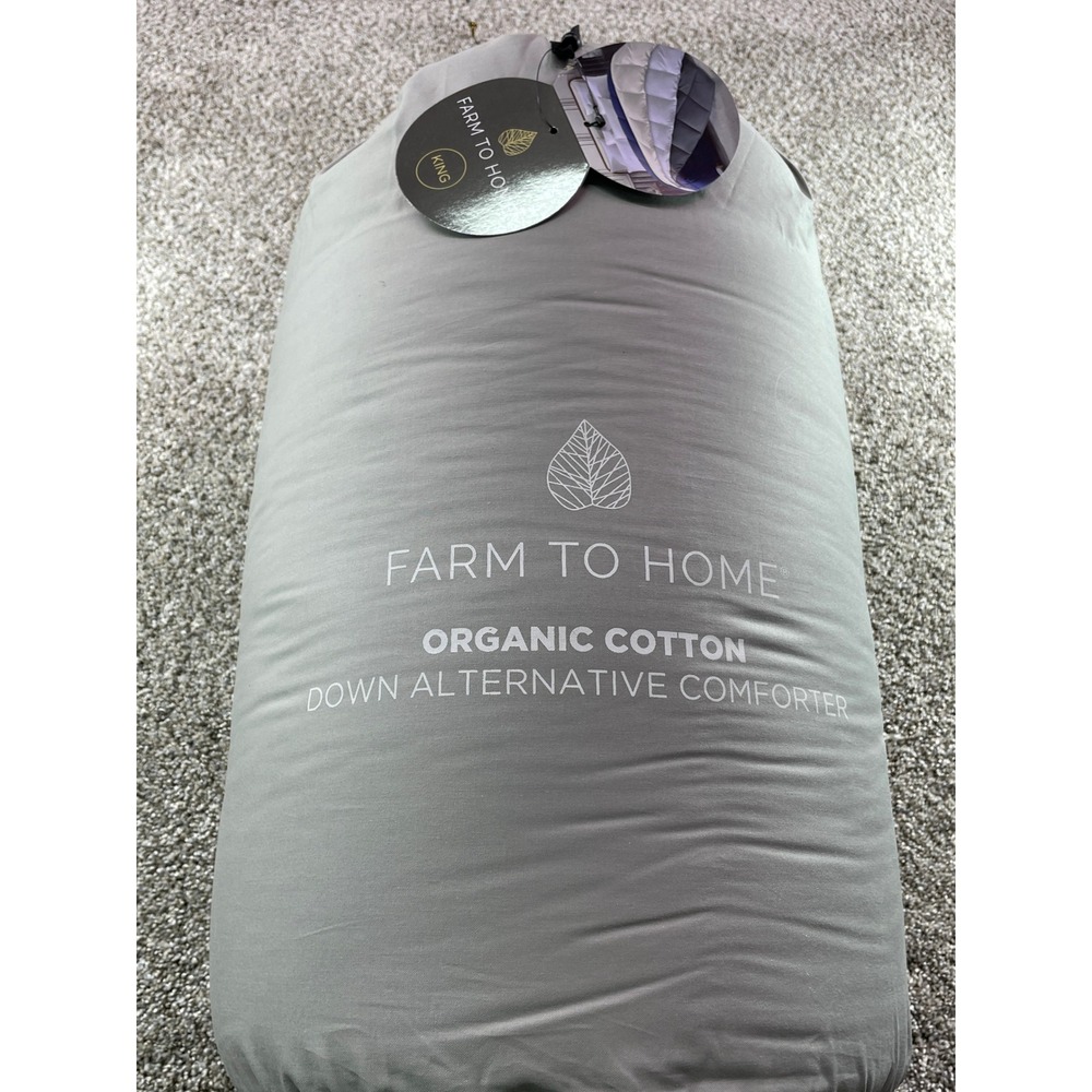Farm To Home Comforter Unisex King Grey NEW Organic Cotton Down Alternative